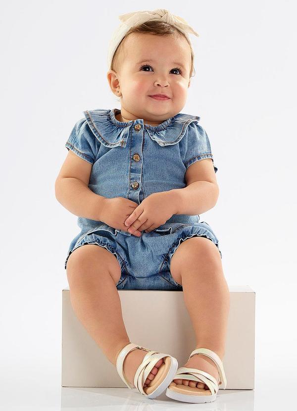 Up Baby - Conjunto Bebê Bata e Calcinha Jeans Azul