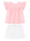 Milli e Nina - Conjunto Bebê Blusa Bata e Shorts em Sarja Rosa - variação: Rosa