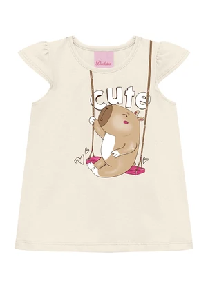 Duduka - Conjunto Bebê Blusa e Bermuda Ciclista  Bege - DUDUKA