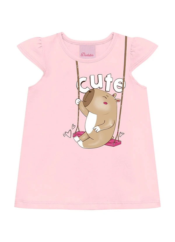 Duduka - Conjunto Bebê Blusa e Bermuda Ciclista  Rosa