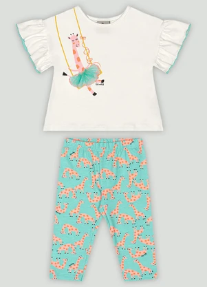 Conjunto Bebê Blusa e Calça Legging Quimby Bege - QUIMBY