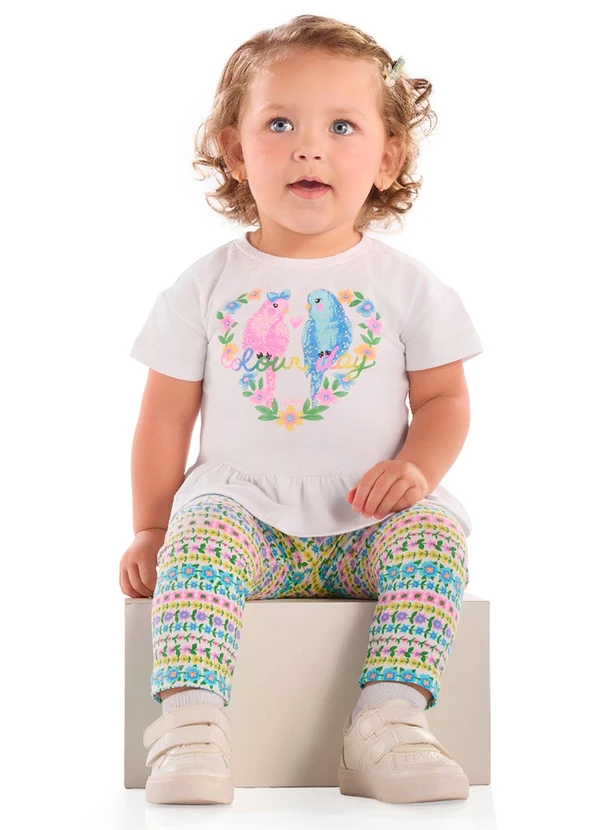 Quimby - Conjunto Bebê Blusa e Calça Legging Branco 1