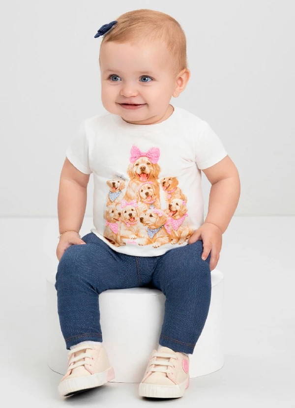 Quimby - Conjunto Bebê Blusa e Calça Legging Quimby Branco
