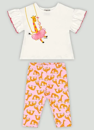 Conjunto Bebê Blusa e Calça Legging Quimby Branco - QUIMBY