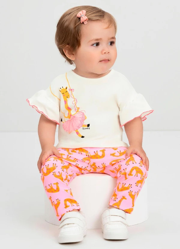 Quimby - Conjunto Bebê Blusa e Calça Legging Quimby Branco
