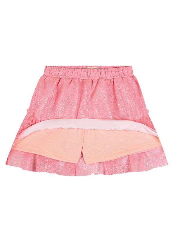 Milli e Nina - Conjunto Bebê Blusa e Saia em Tule Brilho Rosa 2