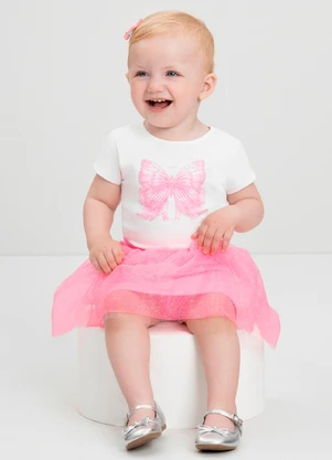 Conjunto Bebê Blusa e Saia Tule Quimby Branco - QUIMBY
