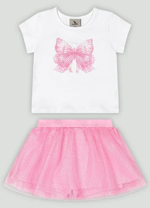 Conjunto Bebê Blusa e Saia Tule Quimby Branco - QUIMBY