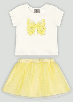 Conjunto Bebê Blusa e Saia Tule Quimby Branco - QUIMBY