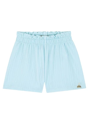 Milli e Nina - Conjunto Bebê Blusa e Shorts em Jacquard Azul - MILLI E NINA