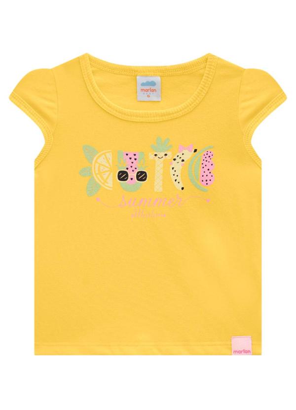 Marlan - Conjunto Bebê Blusa e Shorts Frutinhas Amarelo