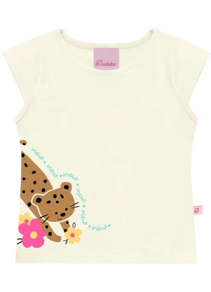 Duduka - Conjunto Bebê Blusa Gatinho e Shorts Liso  Bege - DUDUKA