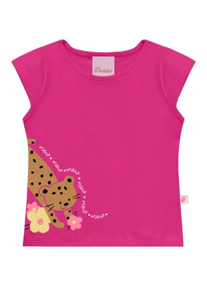 Duduka - Conjunto Bebê Blusa Gatinho e Shorts Liso  Rosa - DUDUKA