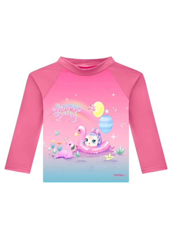 Marlan - Conjunto Bebê Blusa Manga Longa e Tanga Uv Rosa