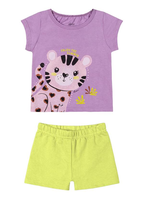 Elian - Conjunto Bebê Camiseta e Shorts Elian Roxo