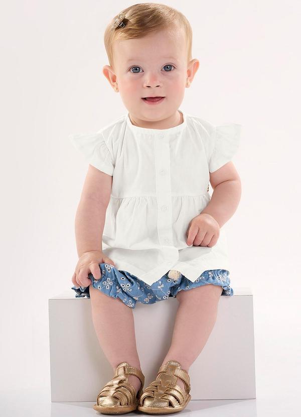Up Baby - Conjunto Bebê com Bata e Calcinha Bege