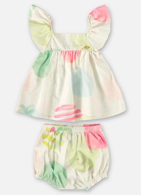 Up Baby - Conjunto Bebê com Bata e Calcinha Bege