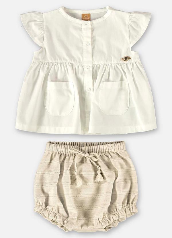Up Baby - Conjunto Bebê com Bata e Calcinha Bege 2