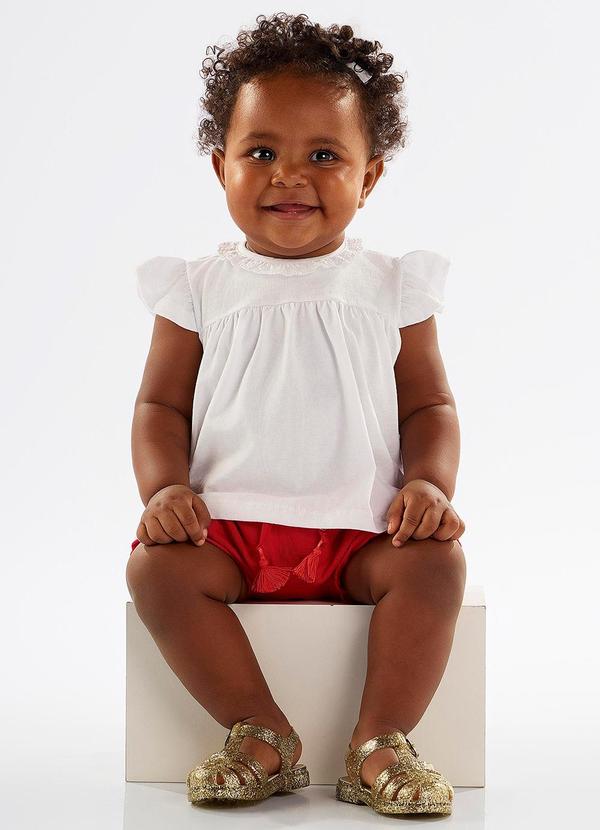 Up Baby - Conjunto Bebê com Bata e Calcinha Branco