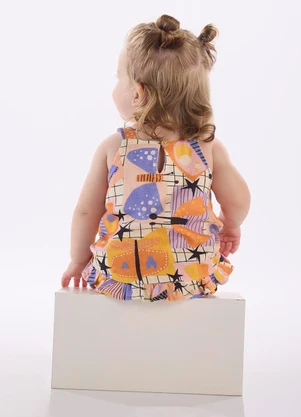 Três e Já - Conjunto Bebê com Bata e Calcinha Branco - TRÊS E JÁ