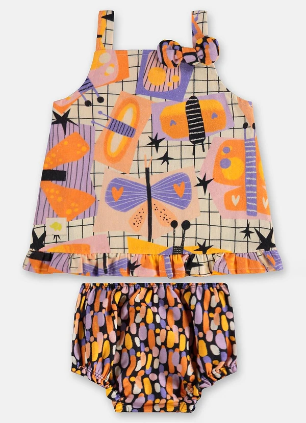 Três e Já - Conjunto Bebê com Bata e Calcinha Branco 3