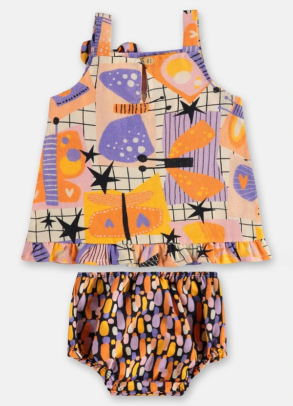 Três e Já - Conjunto Bebê com Bata e Calcinha Branco 6