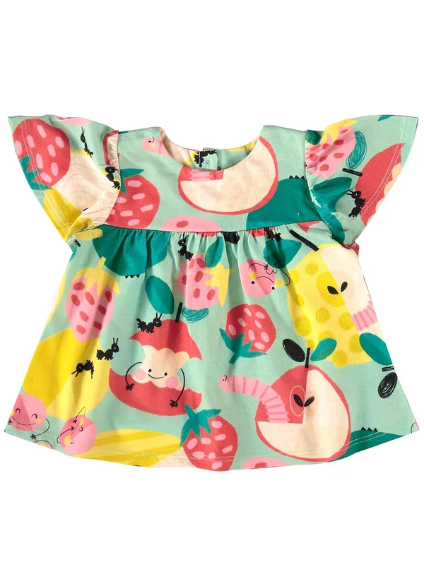 Três e Já - Conjunto Bebê com Bata e Calcinha Verde 4