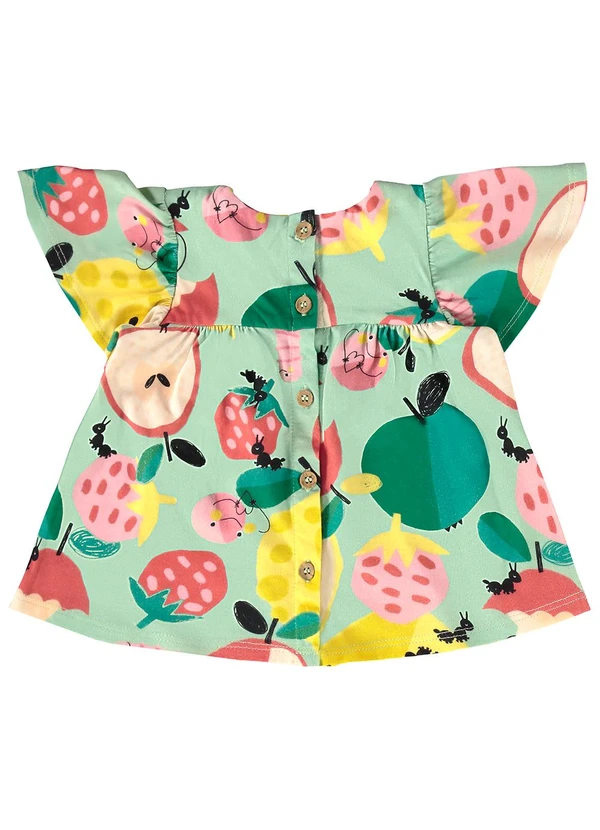 Três e Já - Conjunto Bebê com Bata e Calcinha Verde 5