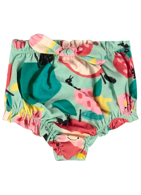 Três e Já - Conjunto Bebê com Bata e Calcinha Verde 6