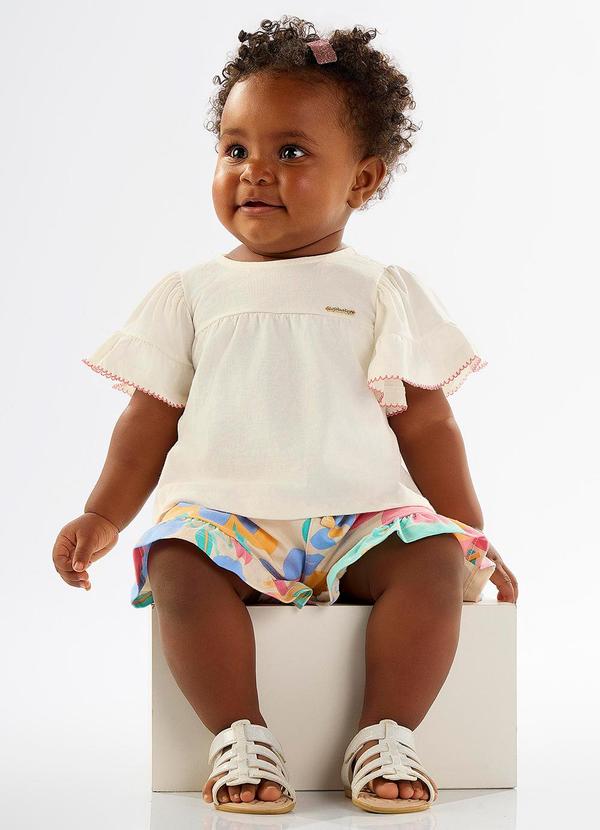 Up Baby - Conjunto Bebê com Blusa e Short Bege