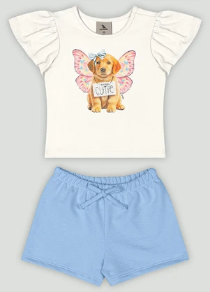 Conjunto Bebê com Blusa e Short Quimby Branco - QUIMBY