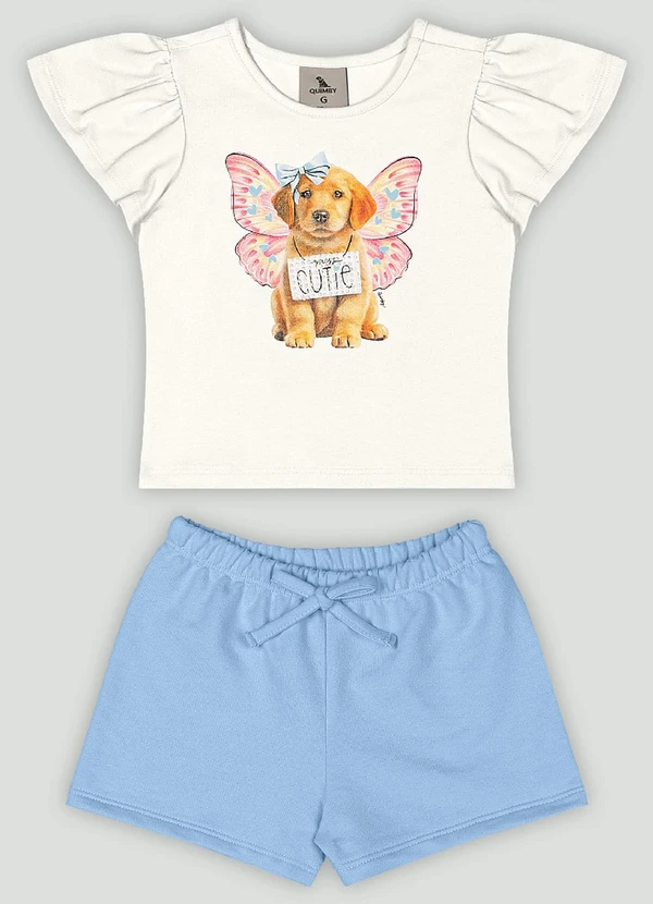 Quimby - Conjunto Bebê com Blusa e Short Quimby Branco