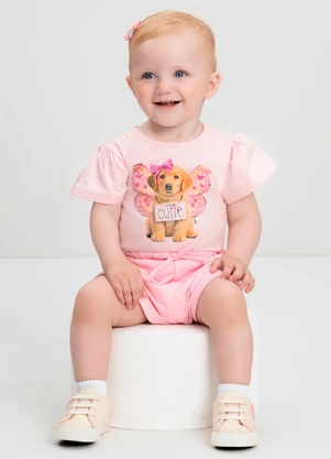 Conjunto Bebê com Blusa e Short Quimby Rosa - QUIMBY