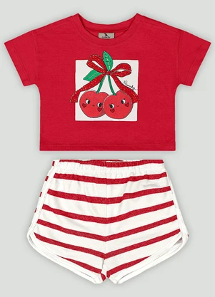 Conjunto Bebê com Blusa e Short Quimby Vermelho - QUIMBY