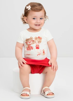 Conjunto Bebê com Blusa e Short-Saia Quimby Branco - QUIMBY