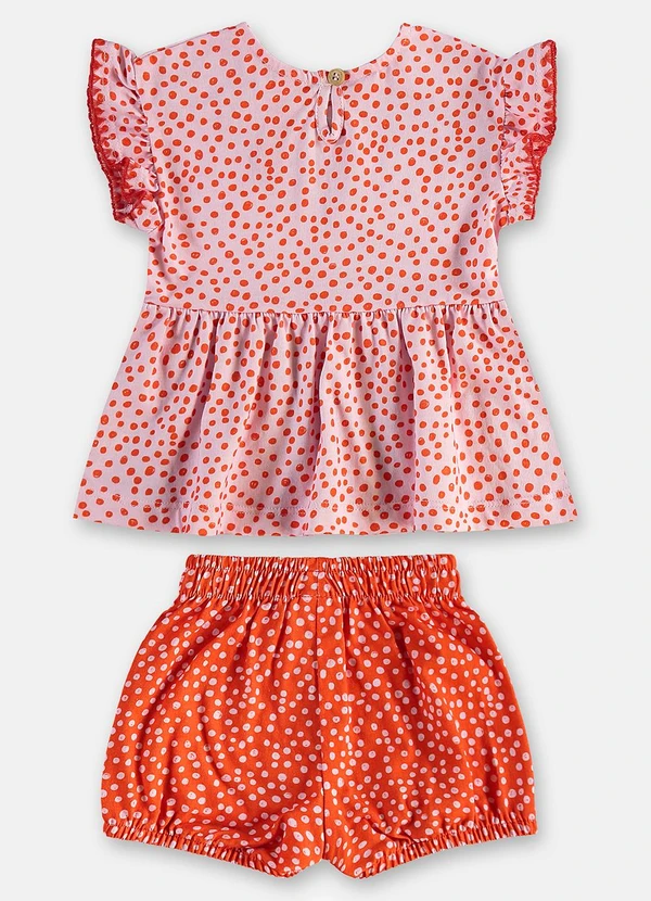 Três e Já - Conjunto Bebê com Blusa e Short Rosa 5