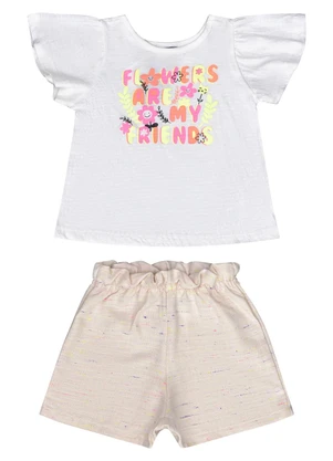 Guloseima - Conjunto Bebê com Blusa e Shorts Bege - GULOSEIMA