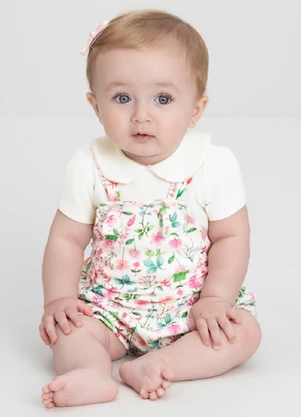 Up Baby - Conjunto Bebê com Body e Jardineira Branco - UP BABY