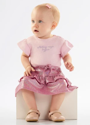 Up Baby Conjunto Bebê com Body e Saia Roxo