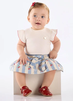 Up Baby - Conjunto Bebê com Body e Saia Branco - UP BABY