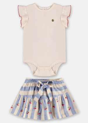 Up Baby - Conjunto Bebê com Body e Saia Branco - UP BABY