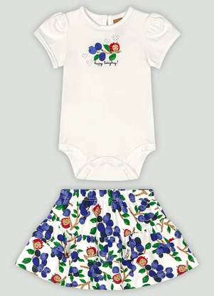 Conjunto Bebê com Body e Saia Up Baby Branco - UP BABY