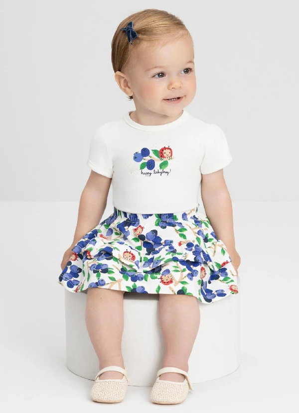 Up Baby - Conjunto Bebê com Body e Saia Up Baby Branco