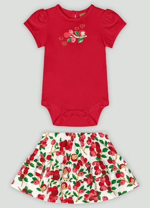 Conjunto Bebê com Body e Saia Up Baby Vermelho - UP BABY