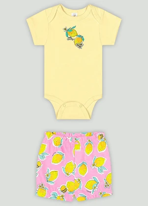 Conjunto Bebê com Body e Short Up Baby Amarelo - UP BABY