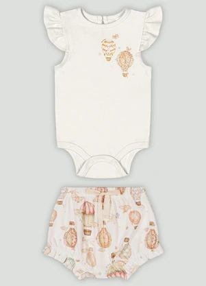 Conjunto Bebê com Body e Short Up Baby Branco - UP BABY