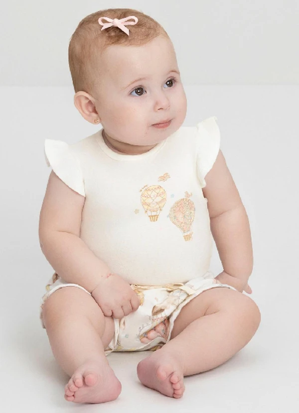 Up Baby - Conjunto Bebê com Body e Short Up Baby Branco