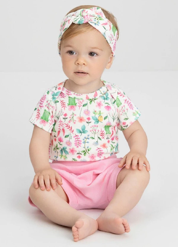 Up Baby - Conjunto Bebê com Body e Short Up Baby Branco