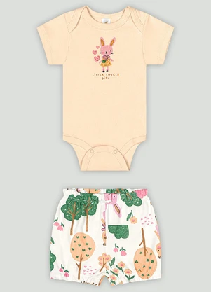 Conjunto Bebê com Body e Short Up Baby Laranja - UP BABY