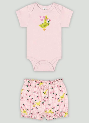 Up Baby - Conjunto Bebê com Body e Short Rosa - UP BABY